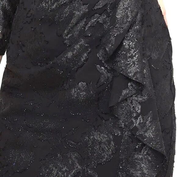 BCBGMAXAZRIA One Shoulder Floral Faux Wrap Lace Mini Cocktail Dress BlacK 10 - Picture 10 of 10